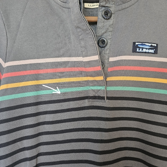 LL Bean Cotton Rugby Henley XS Grey Rainbow Stripe Granola Girl Outdoorsy Nature - Picture 8 of 13